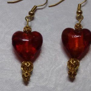 Glass Heart Shaped Earrings